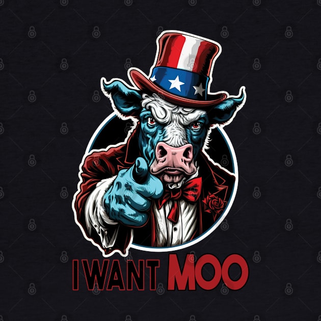 I Want Moo - Patriotic American Pride Cow by RailoImage